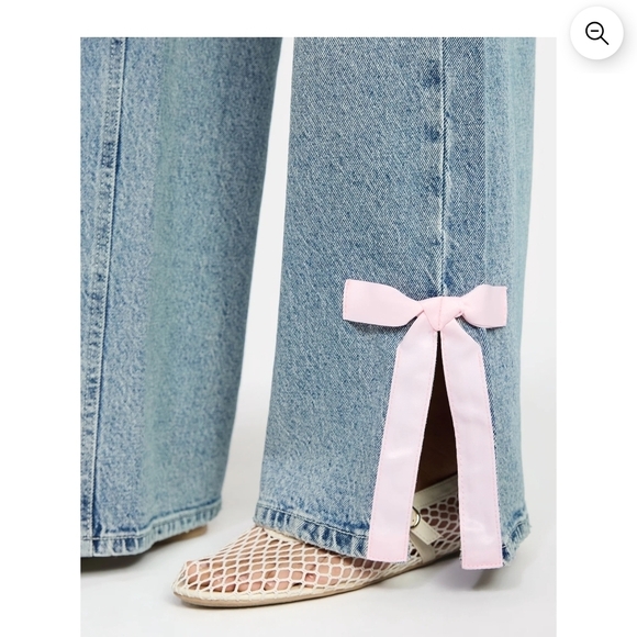 No Boundaries Baggy Jeans size 2 with Side Bow light pink - Picture 5 of 5